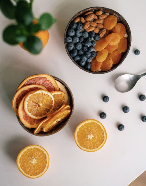 Fruit and dry fruits bowls